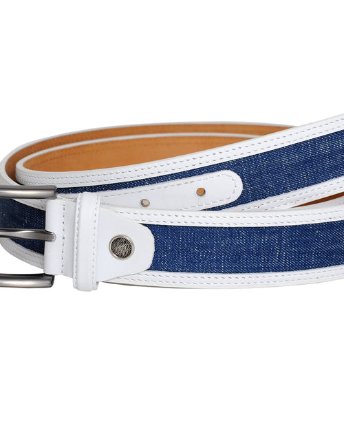 Load image into Gallery viewer, Swindon White Blue Leather Men Belt
