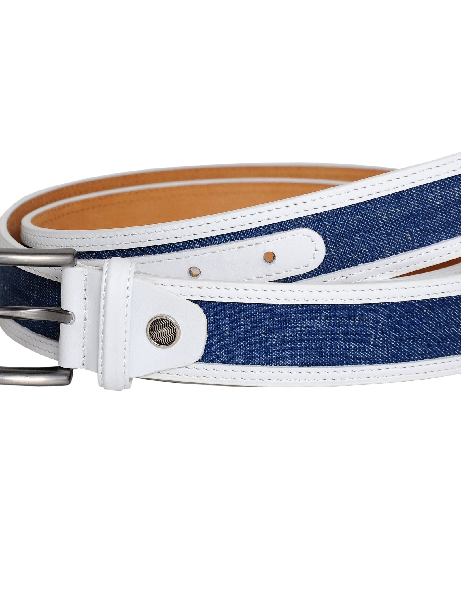 Swindon White Blue Leather Men Belt