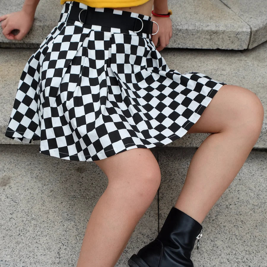 Pleated Checkerboard Skirts