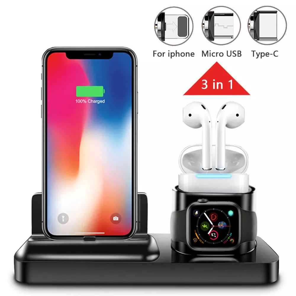 3 in 1 Magnetic Charging Dock Fast Charging Qi Wireless Charger Stand