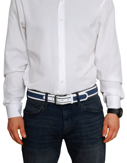 Load image into Gallery viewer, Swindon White Blue Leather Men Belt
