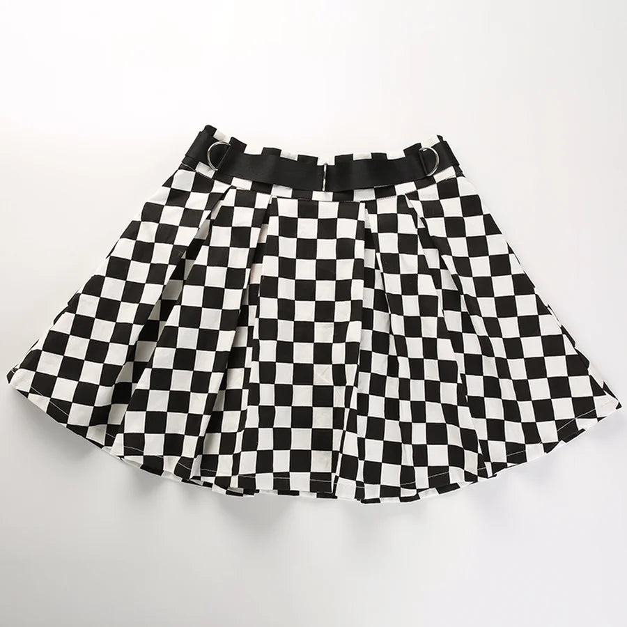 Pleated Checkerboard Skirts