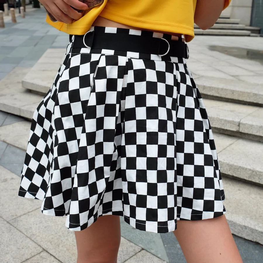 Pleated Checkerboard Skirts