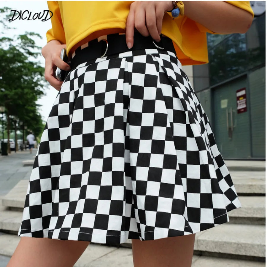 Pleated Checkerboard Skirts