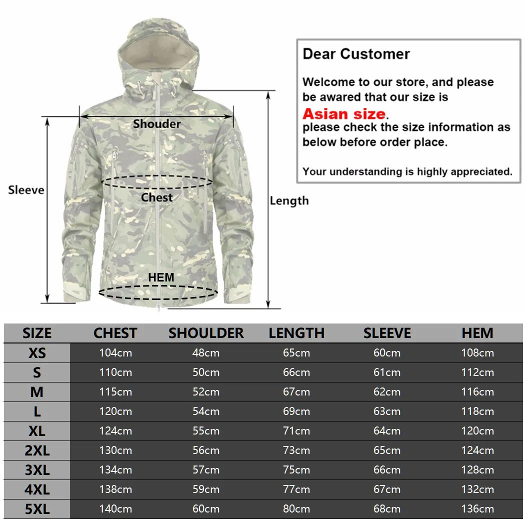 Men Military Jacket US Army Tactical Sharkskin Softshell