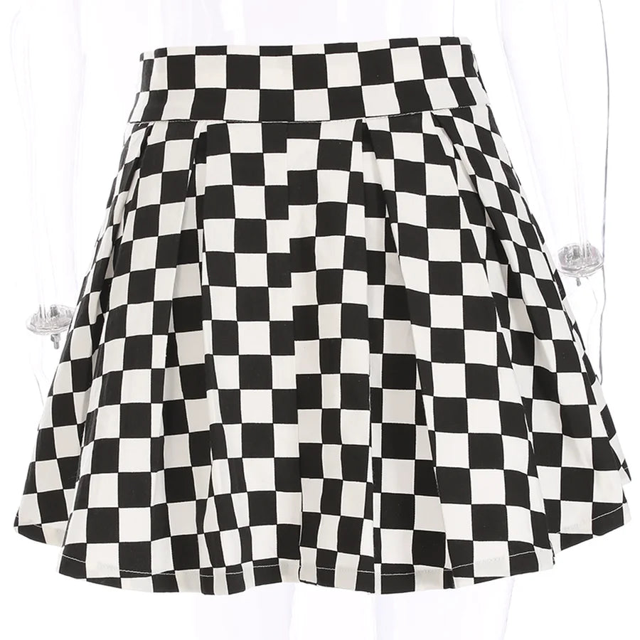 Pleated Checkerboard Skirts