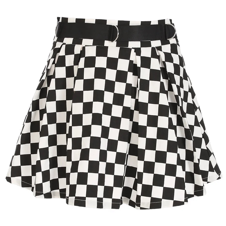 Pleated Checkerboard Skirts